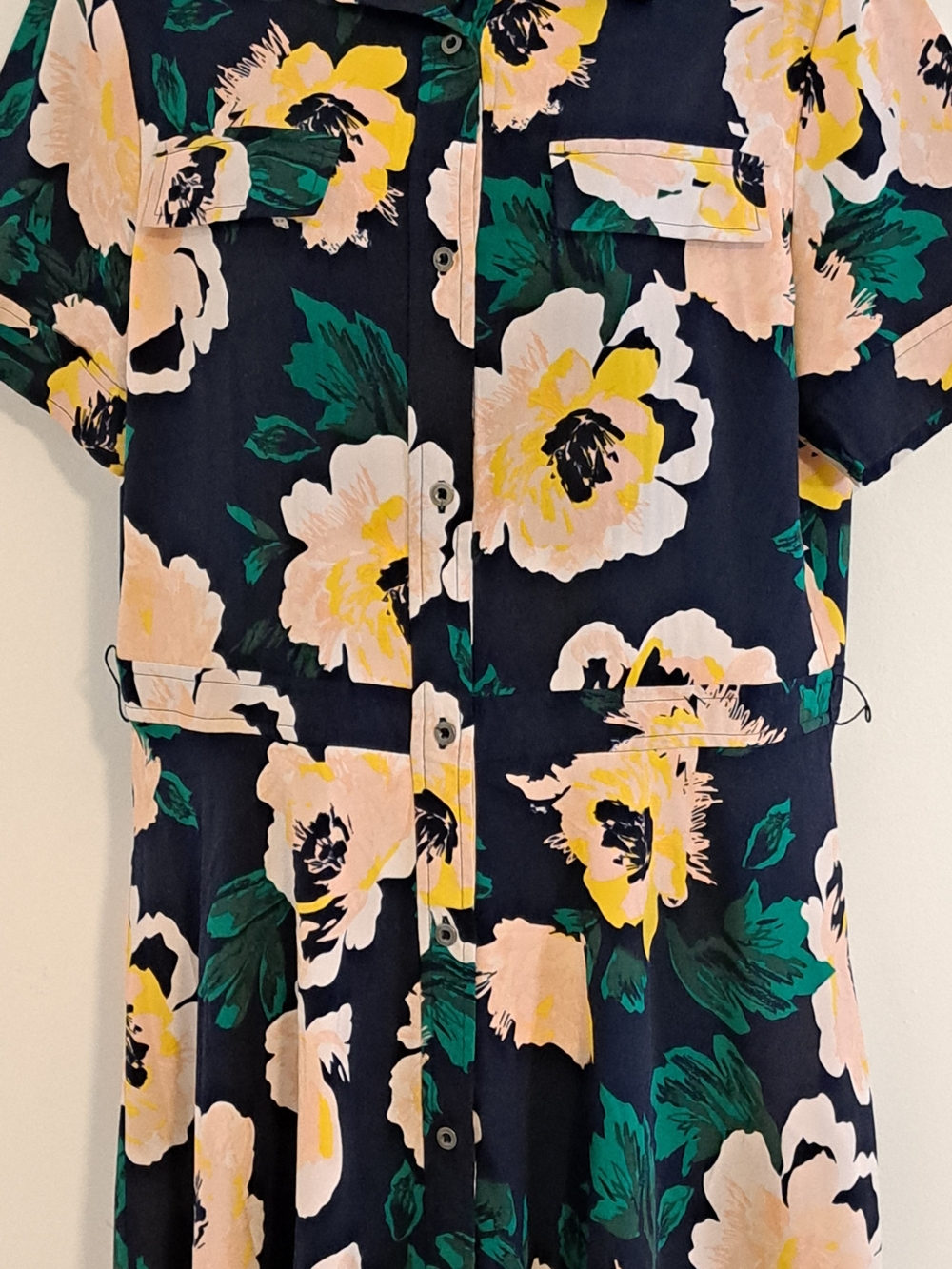 Banana Republic Floral Tie-Waist Midi Dress Missing Belt Misses Large - Picture 7 of 12